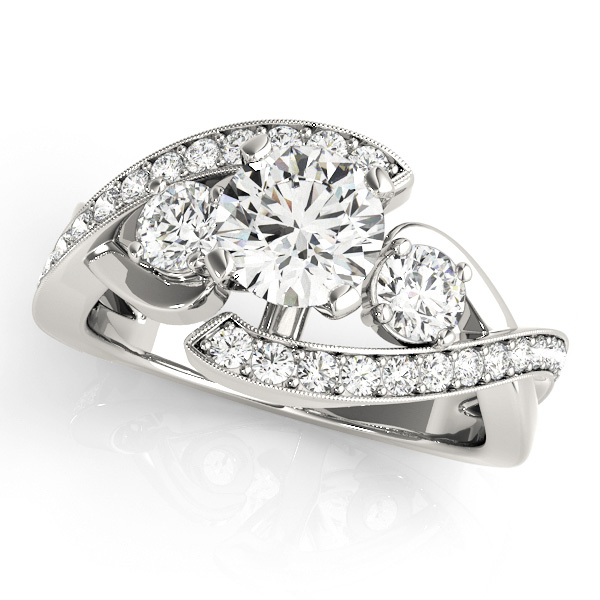 3-Stone Bypass Twisted Prong Engagement Ring