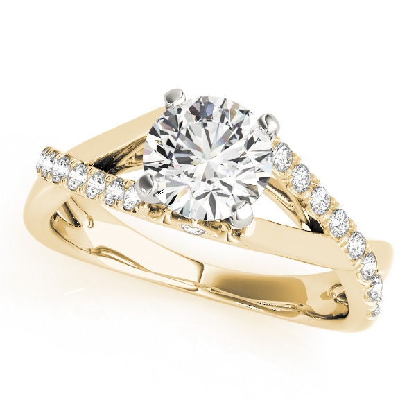 Double Row Split Shank Cathedral Engagement Ring