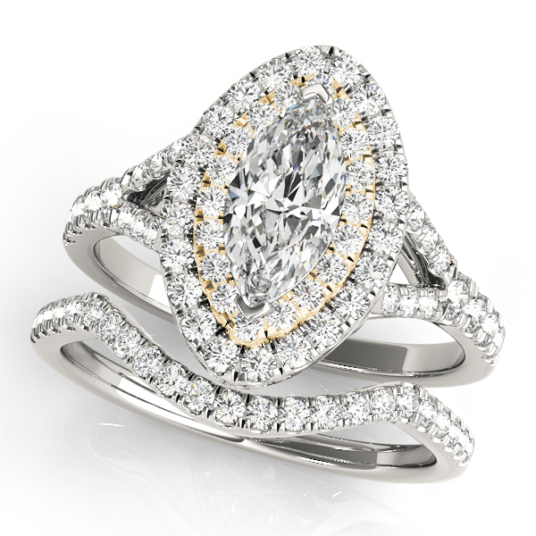 The Ruby Double Halo Engagement Ring, set view