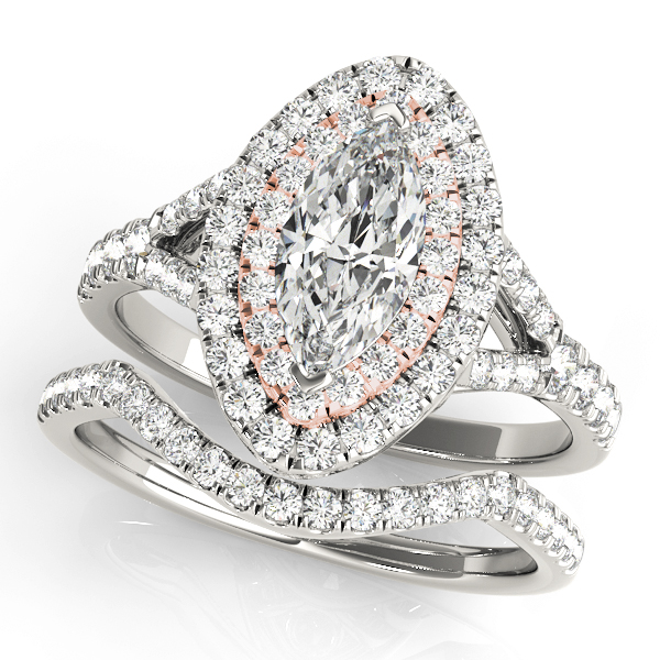 The Ruby Double Halo Engagement Ring, set view