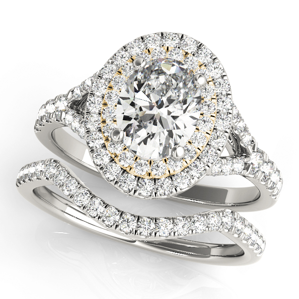 The Regina Double Halo Engagement Ring, set view