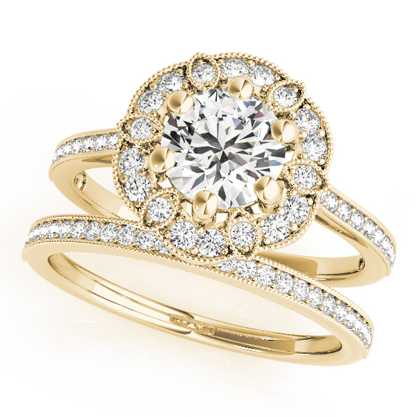 The Olive Halo Engagement Ring, set view