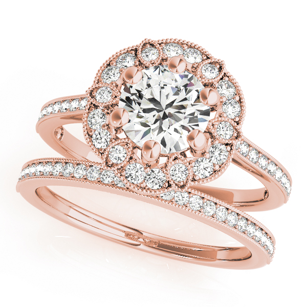 The Olive Halo Engagement Ring, set view