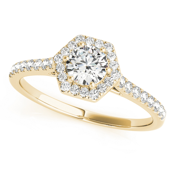 Single Row Cathedral Halo Engagement Ring