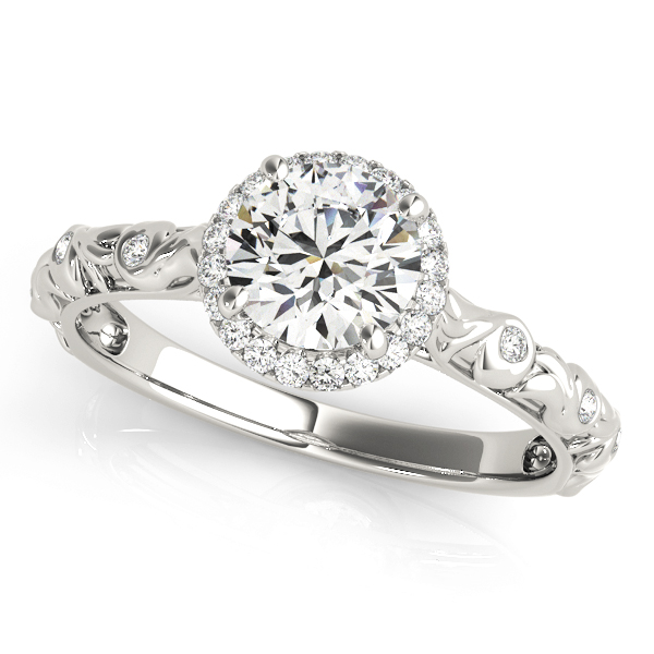 Nature Inspired Filigree Bezel Set Halo Engagement Rings
