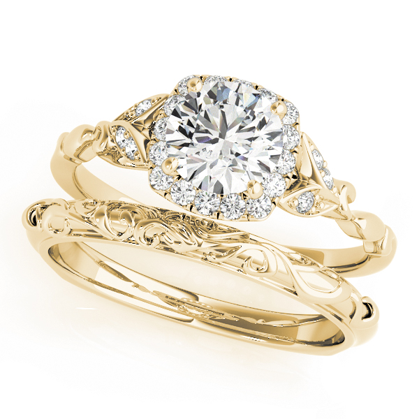 The Ellie Halo Engagement Ring, set view