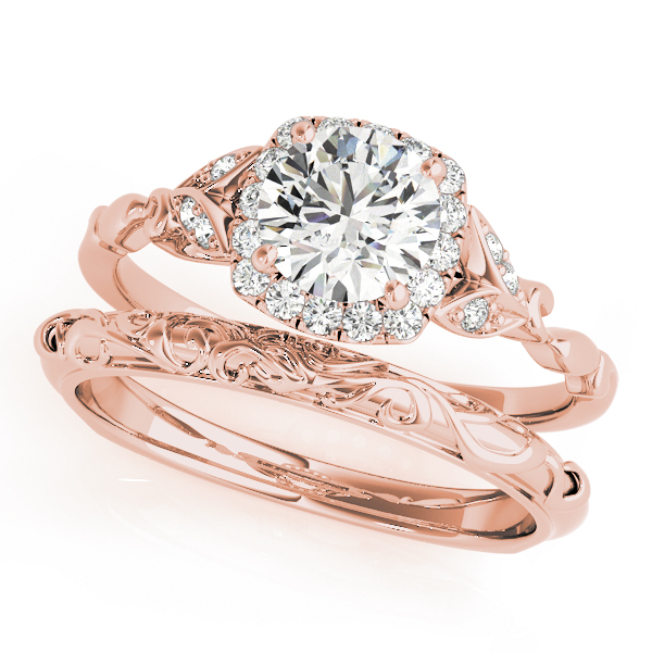 The Ellie Halo Engagement Ring, set view