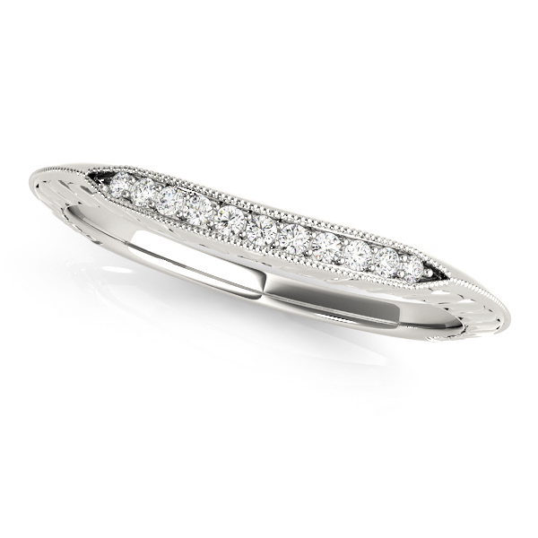 Vintage Inspired Filigree Prong Curved Wedding Band