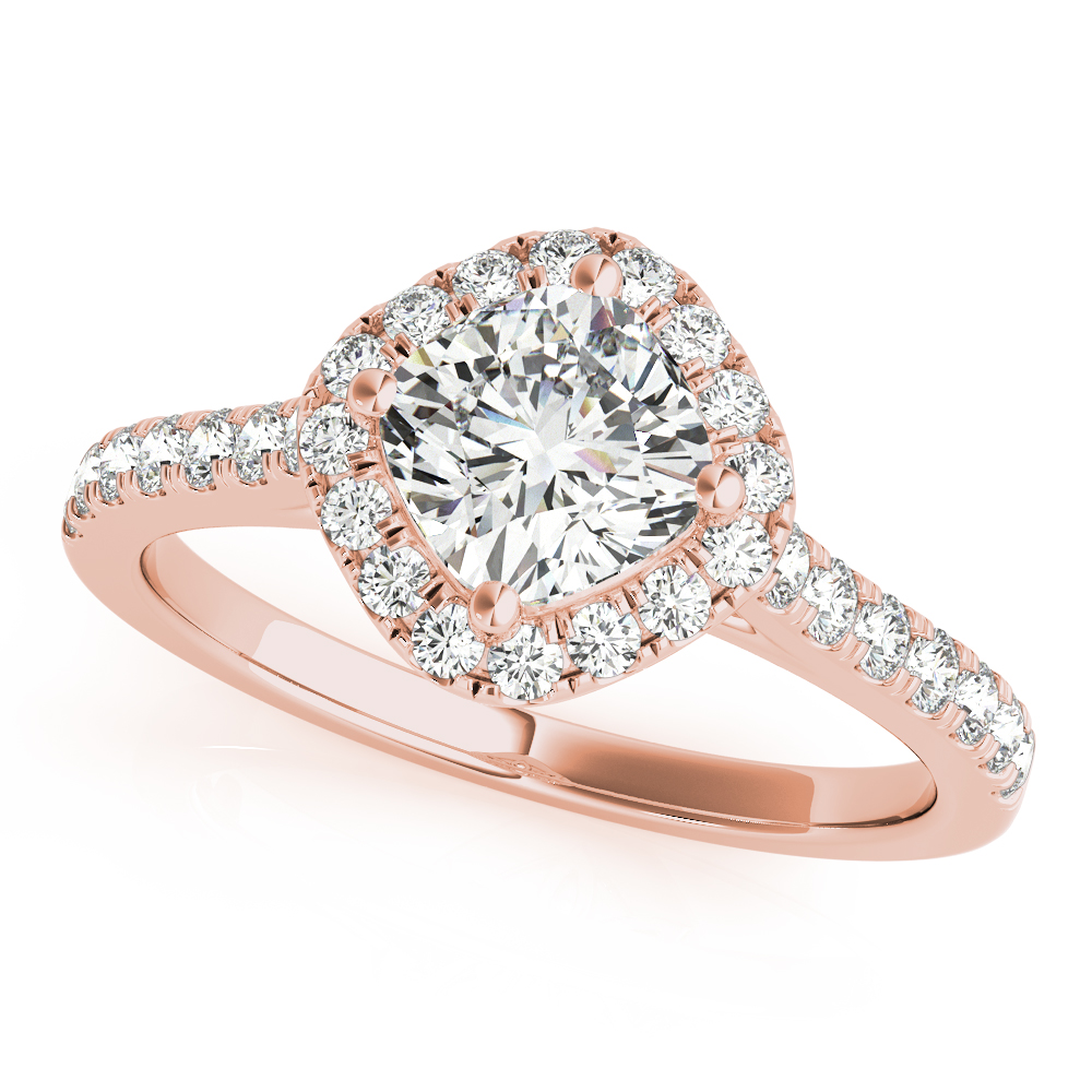 Single Row Accented Halo Engagement Rings