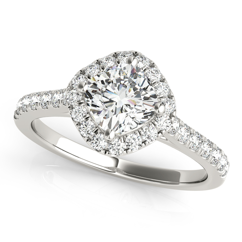 Single Row Accented Halo Engagement Rings