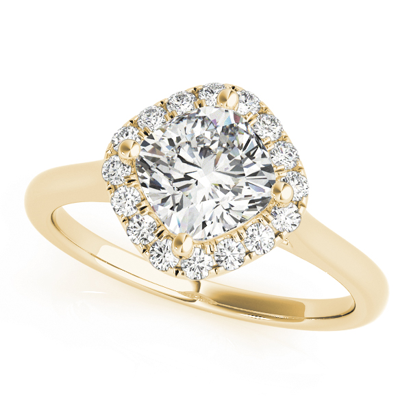 Solitaire Halo Cushion Shape Engagement Ring