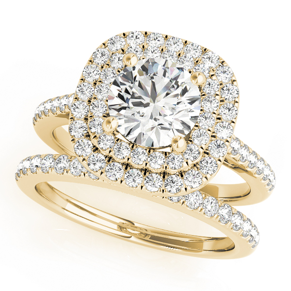 The Clementine Double Halo Engagement Ring, set view