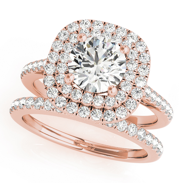 The Clementine Double Halo Engagement Ring, set view