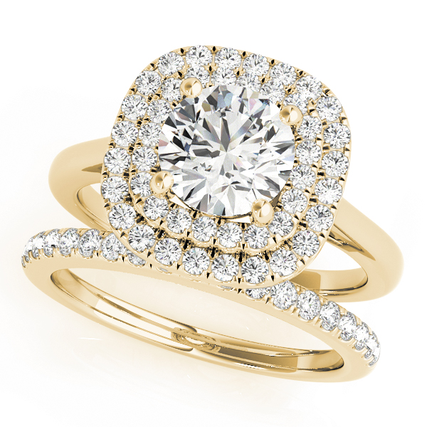The Henrietta Double Halo Engagement Ring, set view