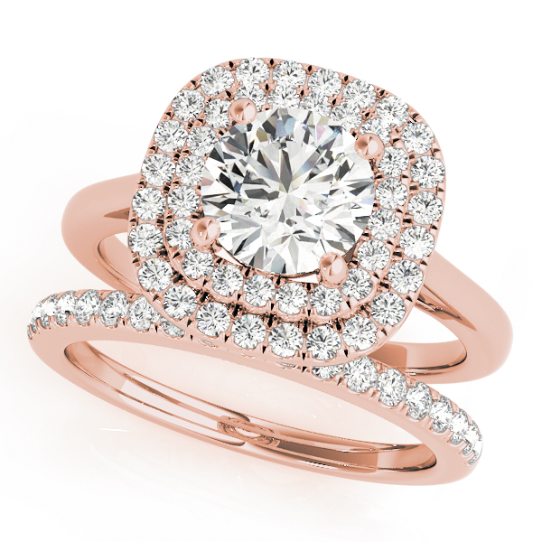 The Henrietta Double Halo Engagement Ring, set view