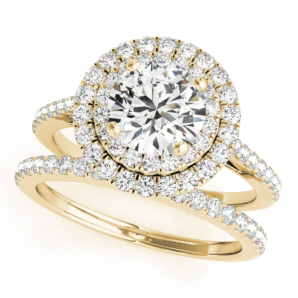 The Rose Double Halo Engagement Ring, set view