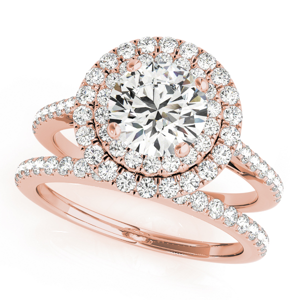 The Rose Double Halo Engagement Ring, set view