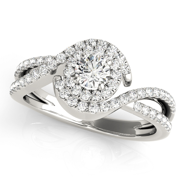Bypass Twisted Shank Halo Engagement Ring