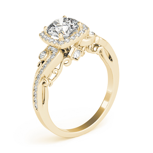 The Lila Halo Engagement Ring, angled view
