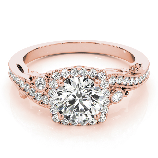 The Lila Halo Engagement Ring, set view