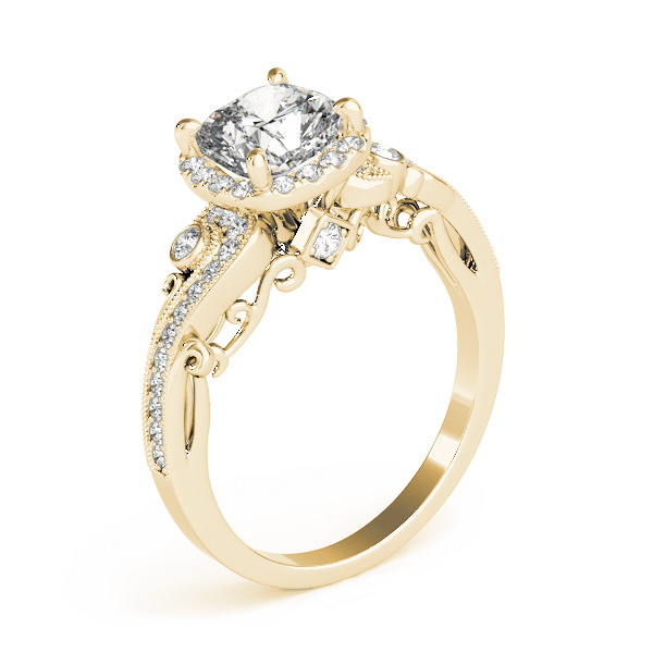 The Ella Halo Engagement Ring, angled view