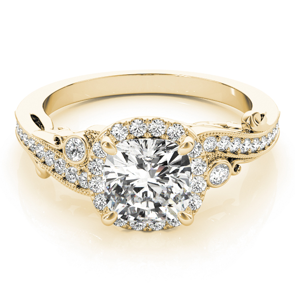 The Ella Halo Engagement Ring, set view