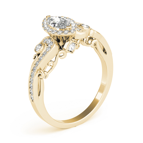 The Leona Halo Engagement Ring, angled view