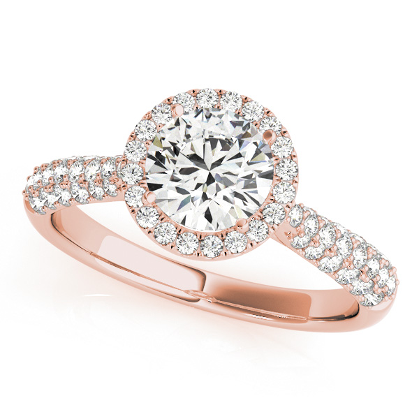 Multirow Pavé Halo Engagement Ring