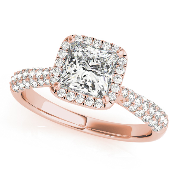 Multirow Pavé Halo Engagement Ring