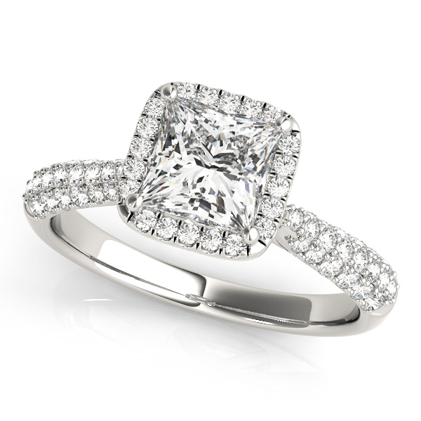 Multirow Pavé Halo Engagement Ring