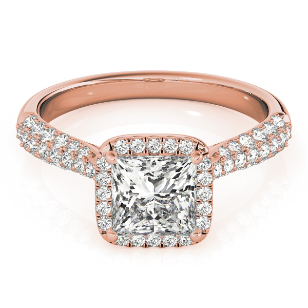 The Hazel Halo Engagement Ring, set view