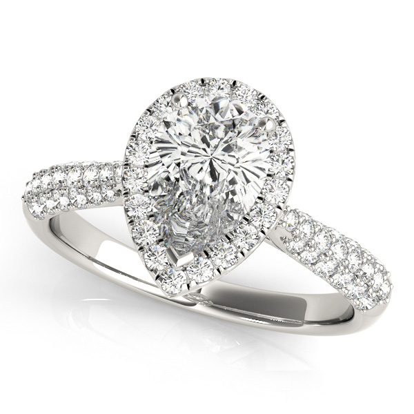 Multirow Pavé Halo Engagement Ring