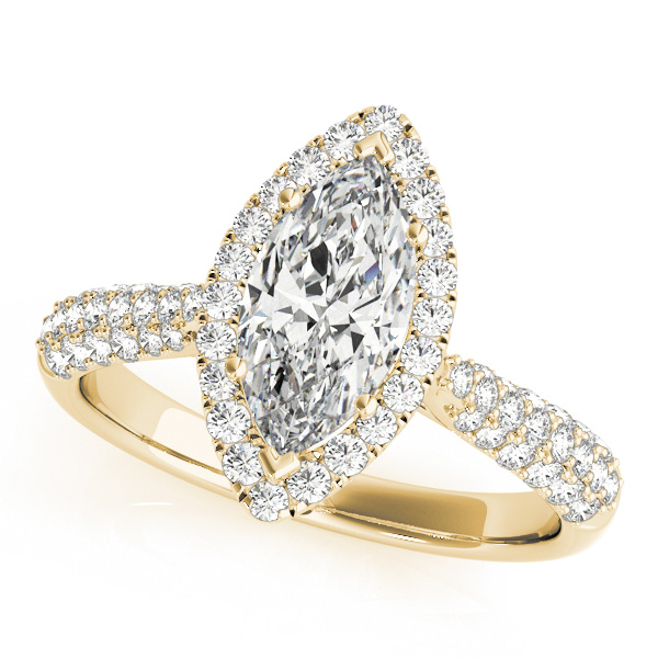 Multirow Pavé Halo Engagement Rings