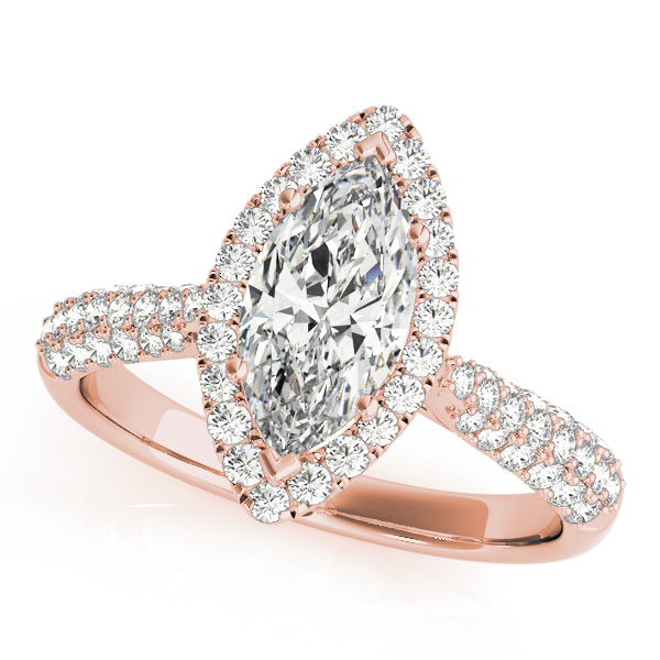 Multirow Pavé Halo Engagement Rings