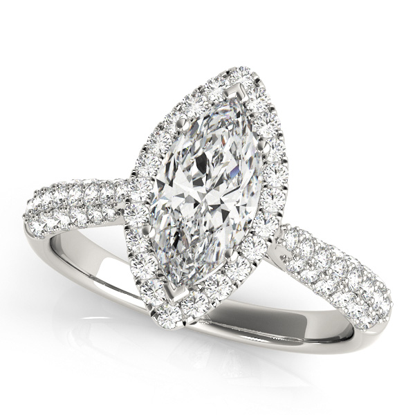 Multirow Pavé Halo Engagement Rings