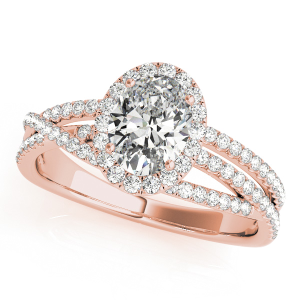 Multirow Oval Halo Engagement Ring