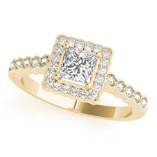 Antique Style Halo Milgrain Engagement Rings