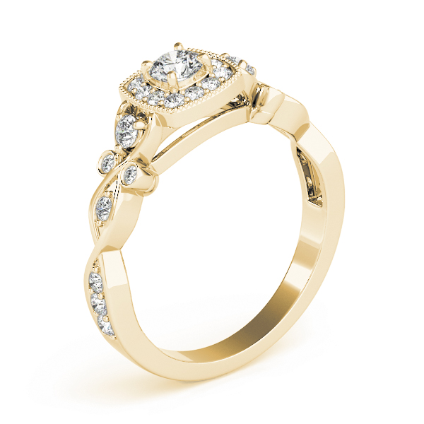 The Lorraine Halo Engagement Ring, angled view