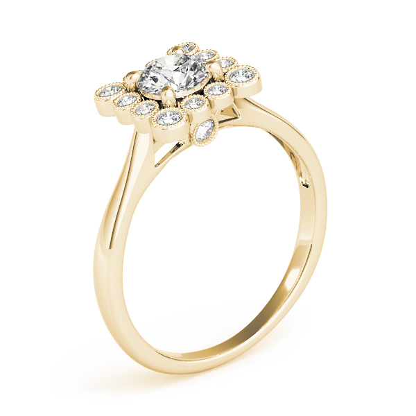 The Rosalie Halo Engagement Ring II, angled view