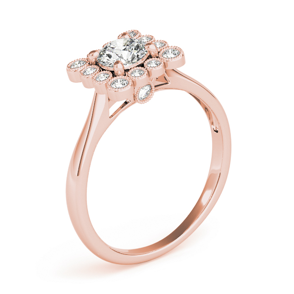 The Rosalie Halo Engagement Ring II, angled view