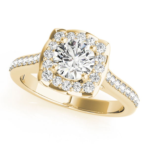Single Row Halo Engagement Ring