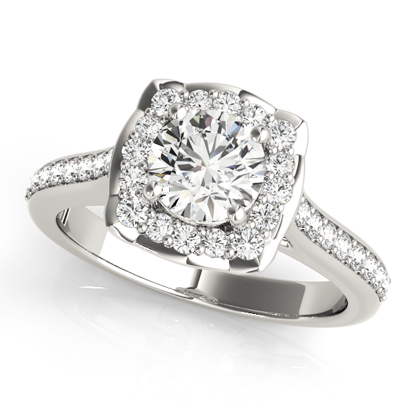 Single Row Halo Engagement Ring