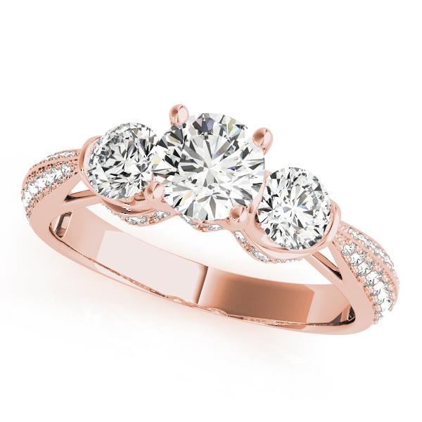 Vintage 3-Stone Pavé Hidden Halo Engagement Ring