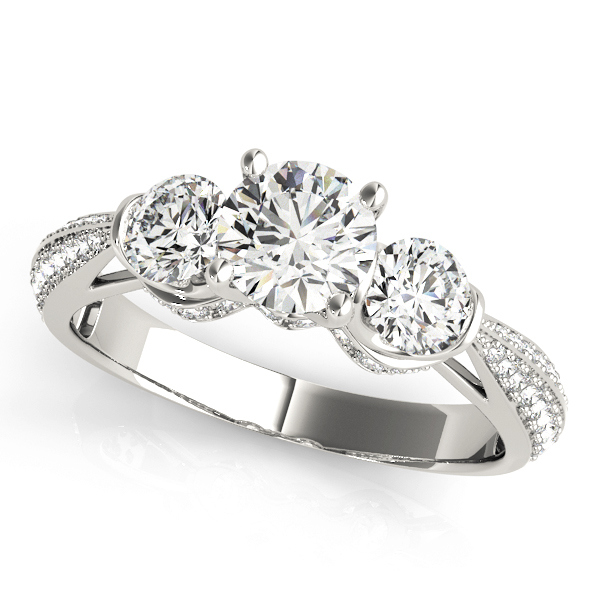 Vintage 3-Stone Pavé Hidden Halo Engagement Ring