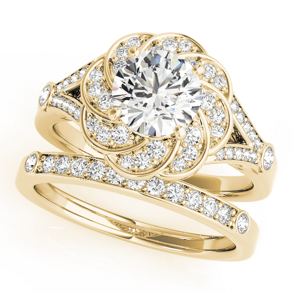 The Eugenie Halo Engagement Ring, set view