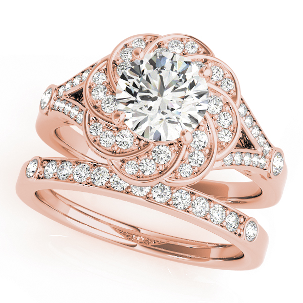 The Eugenie Halo Engagement Ring, set view