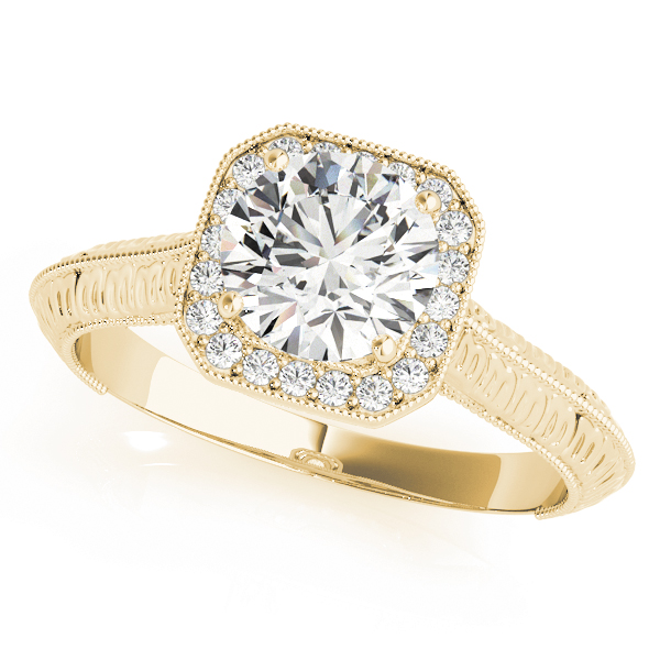 The Iris Halo Engagement Ring III, front view