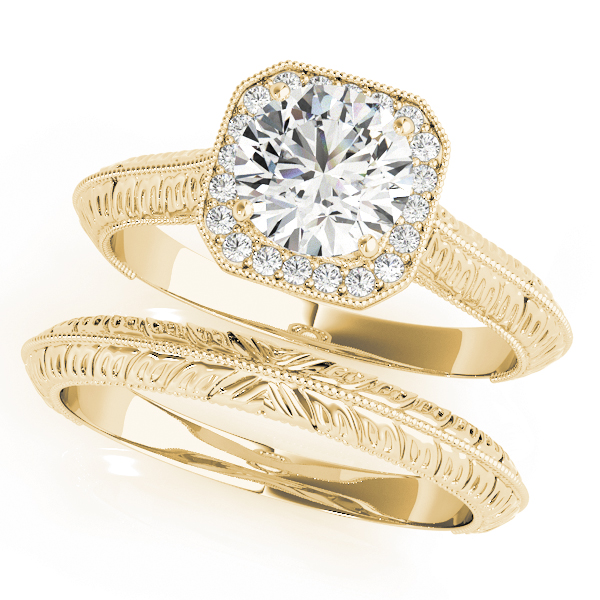 The Iris Halo Engagement Ring III, set view
