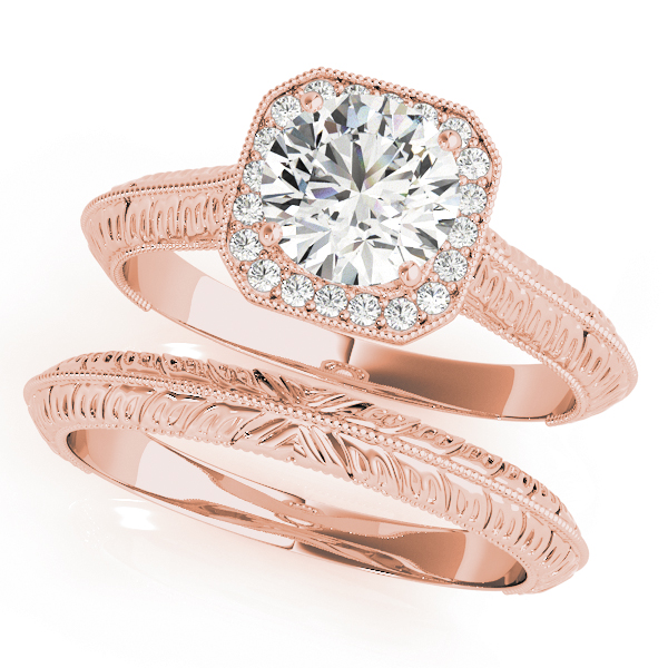 The Iris Halo Engagement Ring III, set view