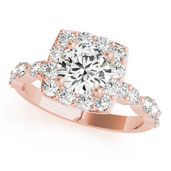 Scalloped Shape Round Halo Engagement Ring